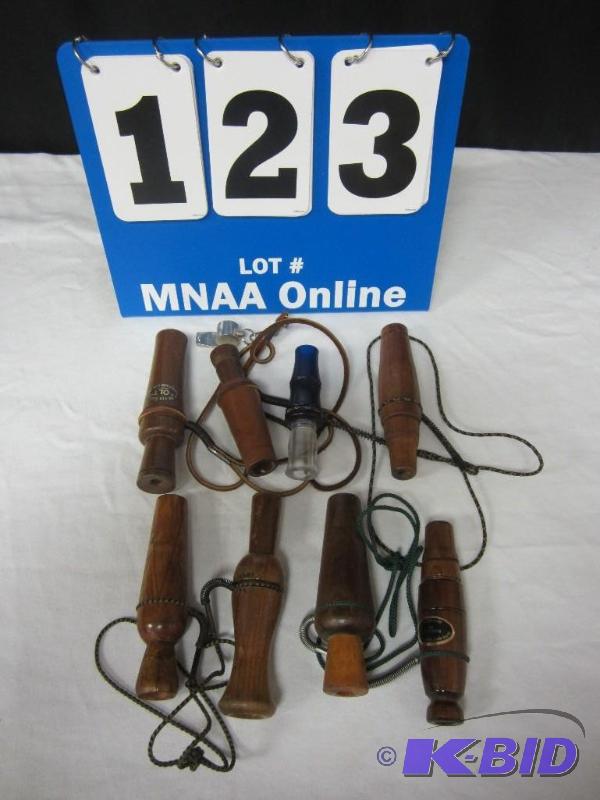 lot 123 image: Lot of 8 Duck Callers Double Reed PS Olt Sure Shot Ken Martin