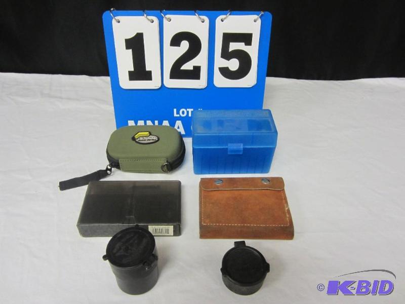 lot 125 image: Lot of Ammo Cases Sleeves Scope Covers Hunting Accessories