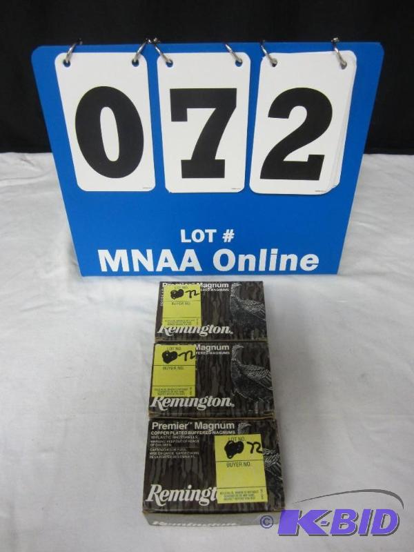 lot 72 image: Lot of 3 Boxes of Remington 12 Gauge 3 Shells