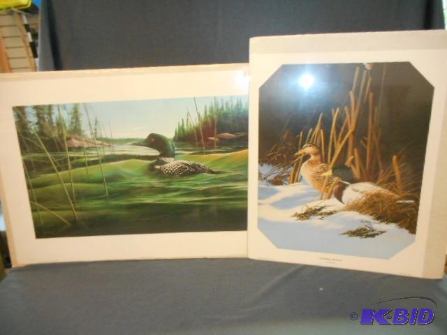 lot 12 image: Loon and Mallard Prints