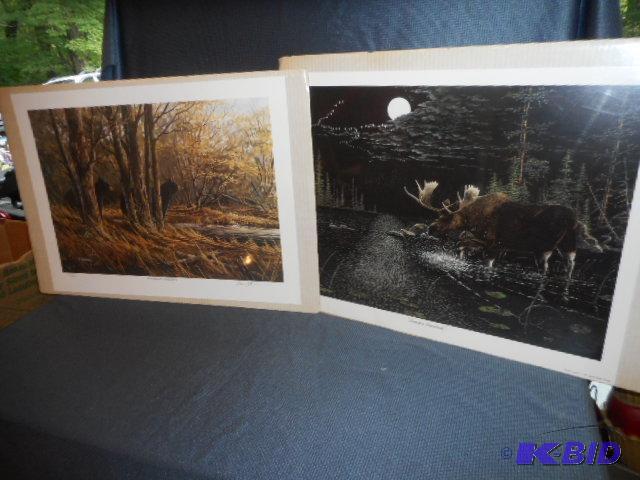 lot 14 image: Black Bear and Moose Prints