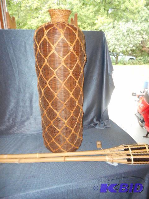 lot 140 image: Wicker Vase, Torches