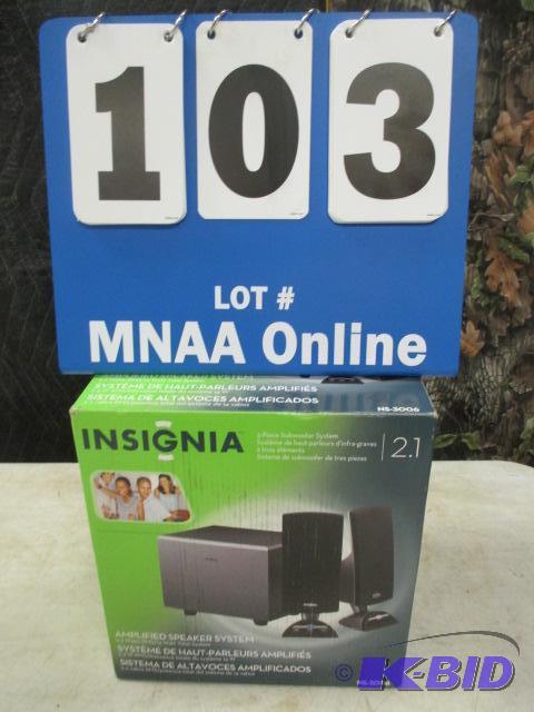 lot 103 image: Insignia 3 Piece Subwoofer Speaker System
