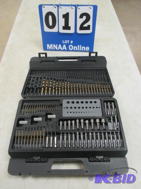 lot 12 image: Drill and bit driver set in plastic storage case