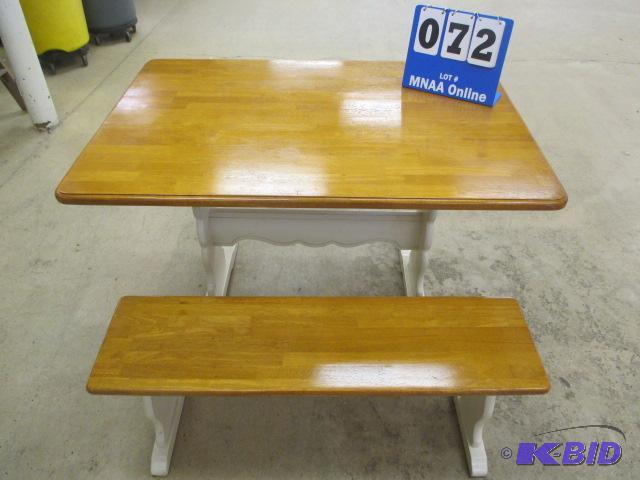 lot 72 image: Pine table with bench