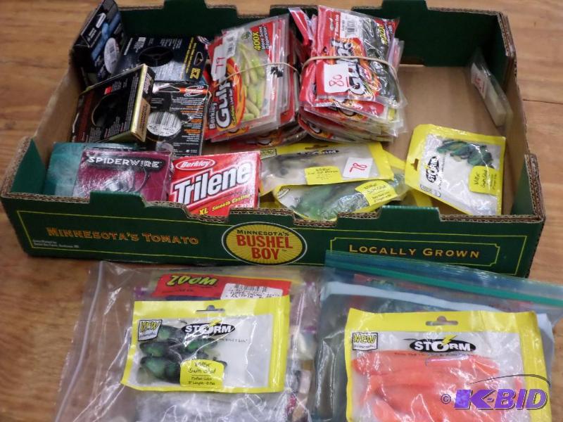 lot 73 image: Large Lot Of Misc Plastic Baits, Spools Of Li...