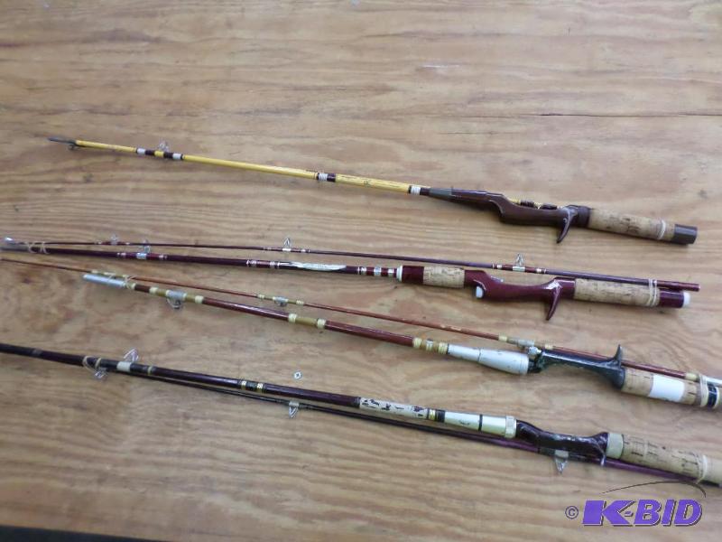 lot 90 image: (4) Vintage 2-Piece Cork-Handle Rods...