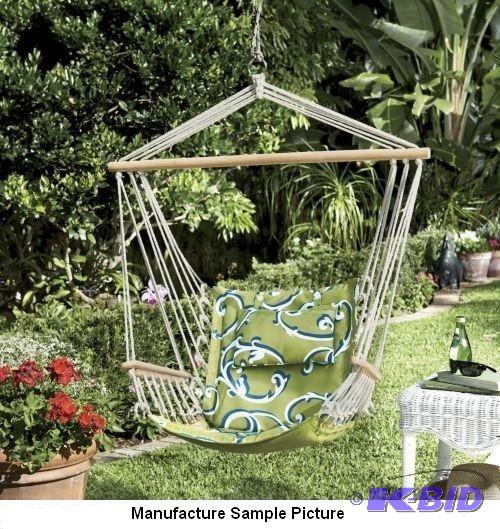 lot 166 image: GSSC Hanging Hammock Chair - Green, blue and ...