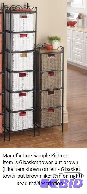 lot 22 image: Six Basket Storage Tower - Brown - Add instan...