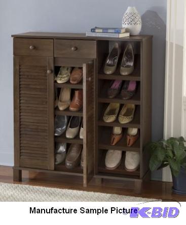 lot 29 image: Slatted Door Shoe Cabinet - Has two drawers, ...