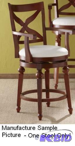 lot 61 image: Oak Finish X Back Stool with Arms - Tradition...