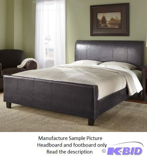 lot 8 image: Black Like Leather Headboard and Footboard - ...