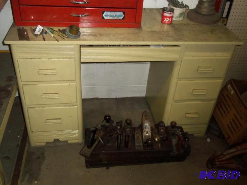 Wood 7 drawer desk without contents...
