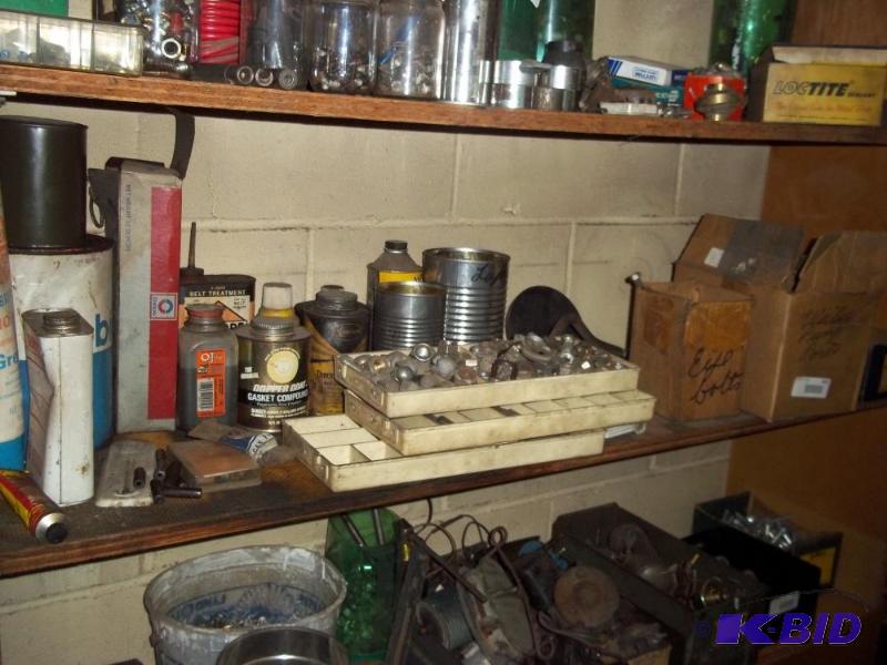 Shelf of Misc parts   Lubicants  Nuts  Roll P...