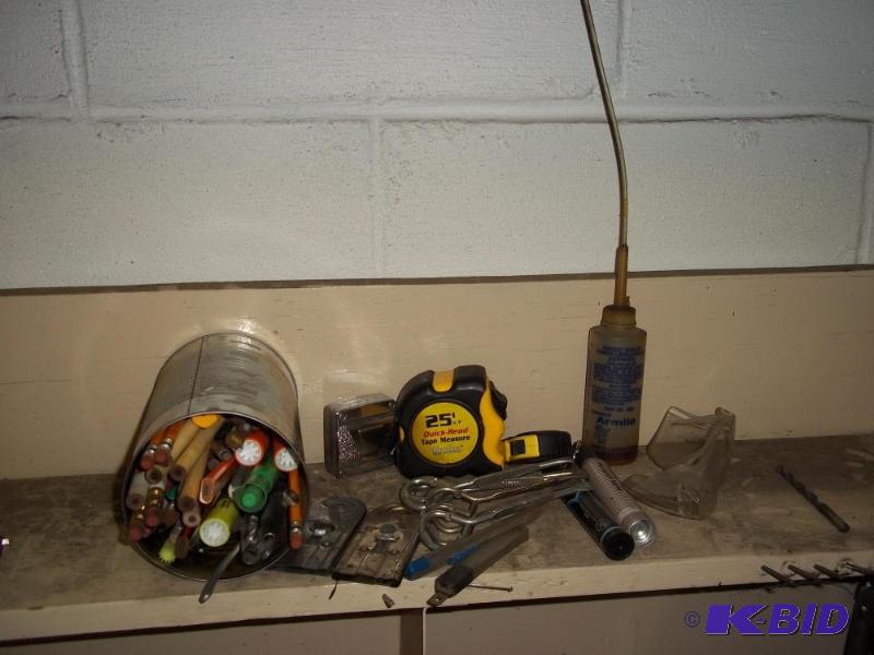 Miscellaneous tape measures pens pencils ,com...