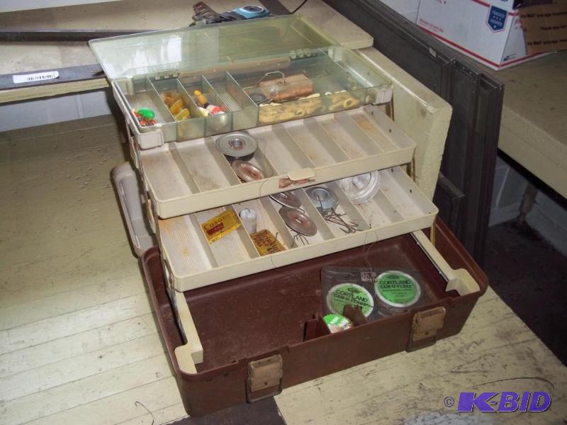 Brown tackle box with contents...
