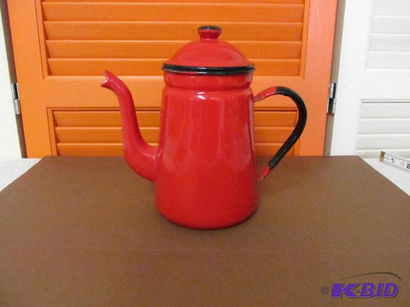 lot 106 image: Red Tin Coffee Pot