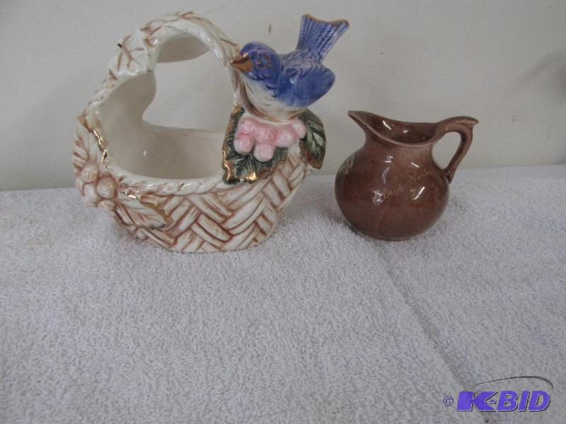 lot 52 image: Cute Ceramic Basket and Small Pitcher