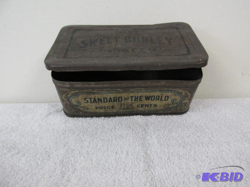 lot 56 image: Tobacco Tin with a Bunch of Wooden Rings That go to a Game I Cant Remember the Name Of.