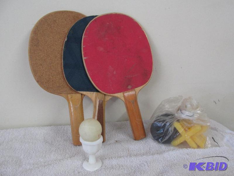 lot 58 image: Three Ping Pong Paddles and some Xs And Os  ---- and an Eye Cup