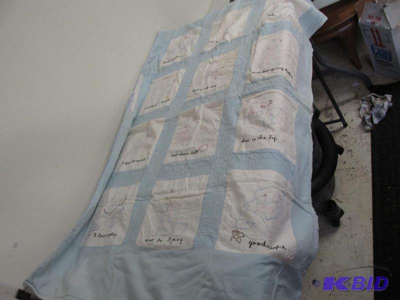 lot 67 image: Vintage Hand Made Baby Quilt.