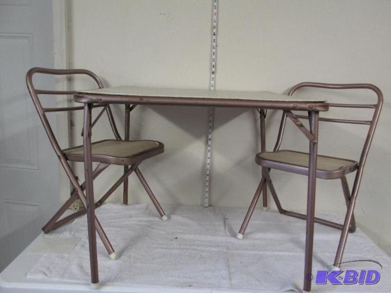 lot 68 image: Vintage Childs Folding Table and Two Chairs