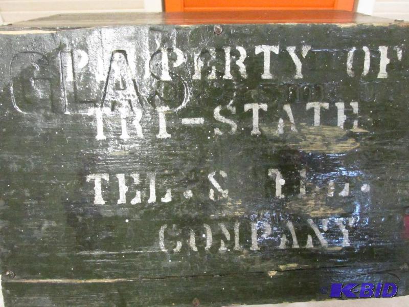 lot 51 image: Vintage Wood Box from the TRI-STATE Telephone Co.