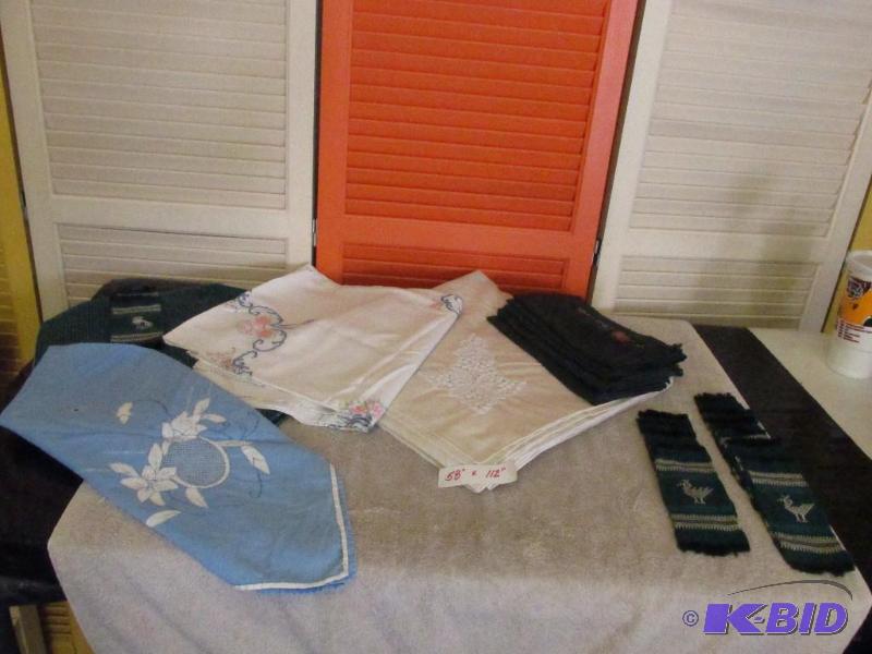 lot 78 image: Beautiful Large Table Cloth with Lace Medallion and more