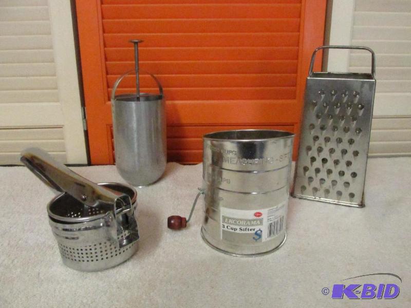 lot 87 image: Vintage and New Metal Kitchen Items