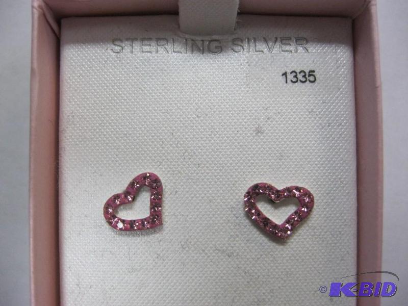 lot 40 image: Sterling silver heart earrings....