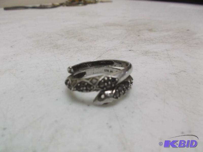 lot 49 image: 925 Silver snake rings with stones some missi...
