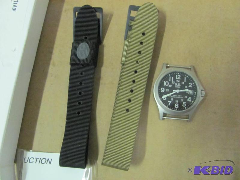 lot 37 image: NEW (in original box) Stainless Army Watch wi...
