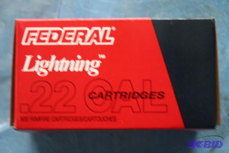 lot 100 image: Federal Lightning .22 ammo app. 500 ct....