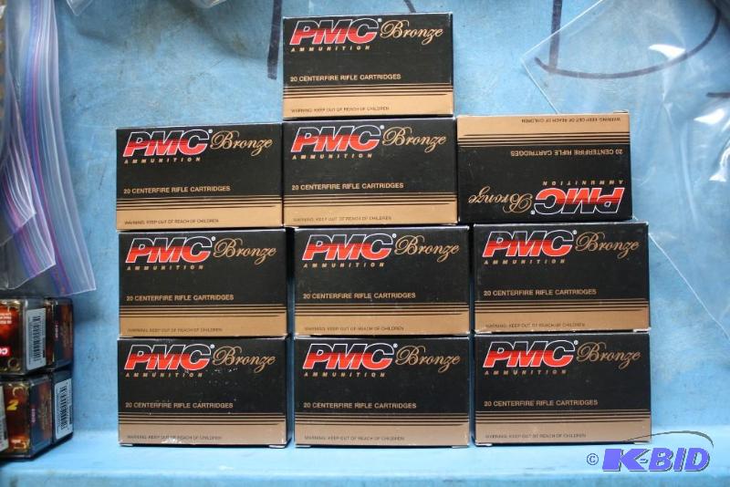 lot 121 image: Box lot of (10) PMC Bronze .223 ammo app. 20...