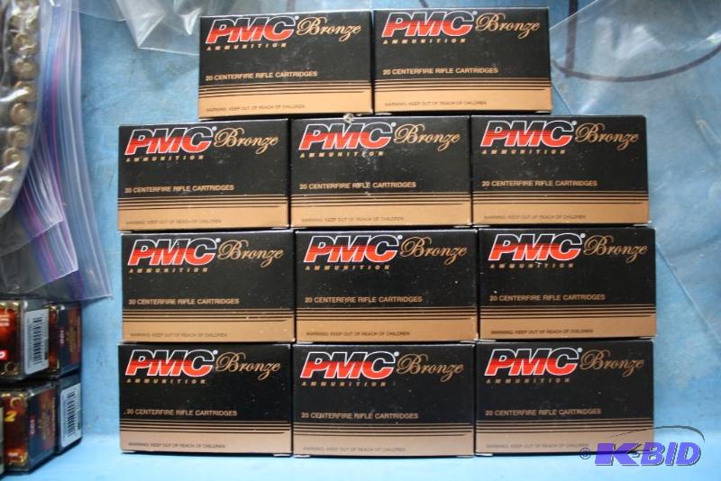 lot 124 image: Box lot of (10) PMC Bronze .223 ammo app. 20...
