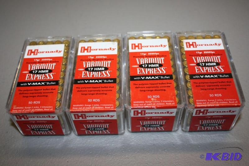 lot 138 image: Box lot of (4) Hornady 17 HMR Varmint Express...