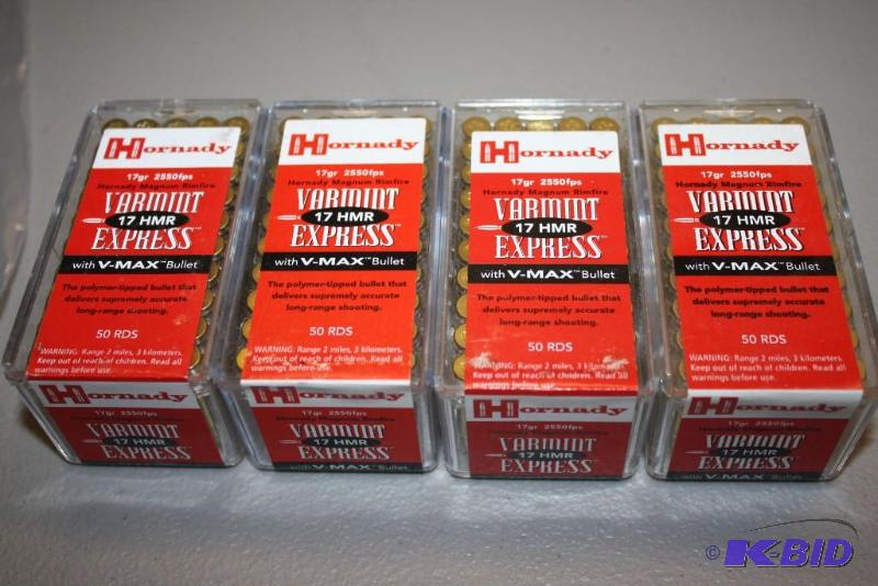 lot 140 image: Box lot of (4) Hornady 17 HMR Varmint Express...