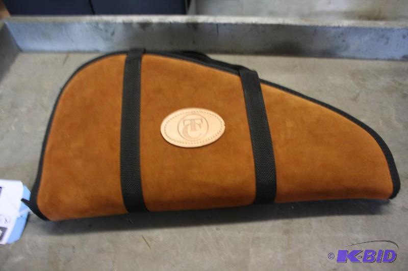 lot 180 image: Lot of (1) soft side gun case. Suede exterior...
