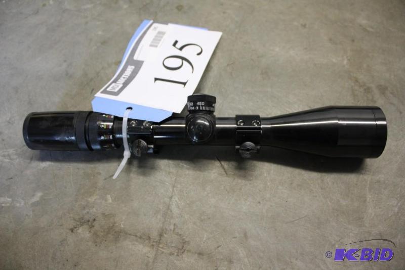 lot 195 image: Lot of (1) Tasco 3 x 9 .22 scope. Black finis...