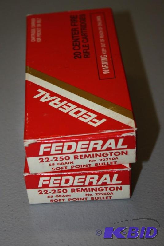 lot 285 image: Federal 22-250 Rem soft point app. 80 ct....