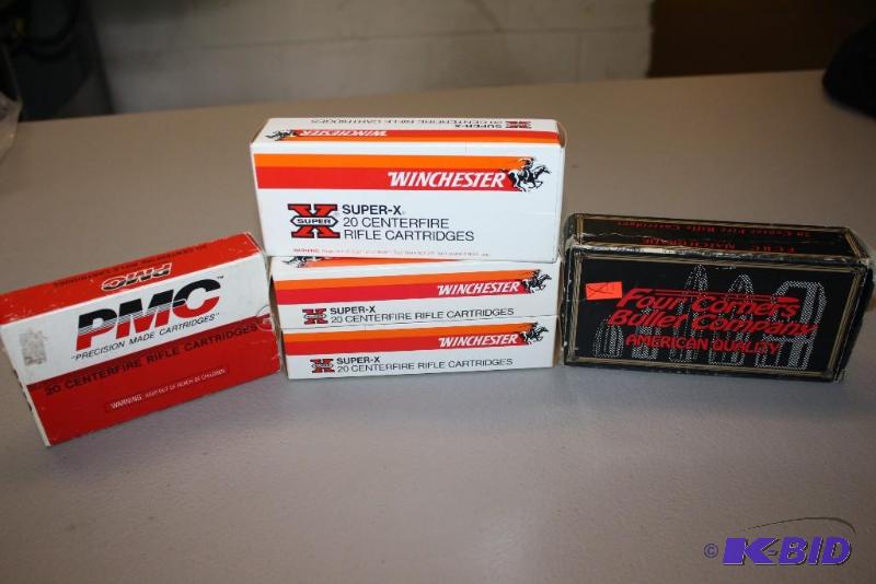 lot 291 image: Lot of (3) items Winchester 22-250 soft poin...