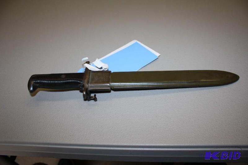 lot 2A image: M1 Garand Bayonet with Sheath, 14" Long,...