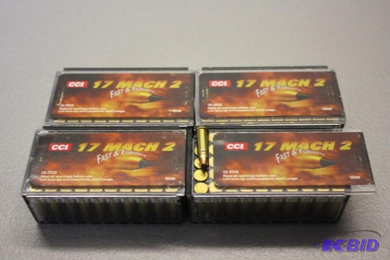 lot 322 image: CCI 17 Mach 2 ammo app. 200 ct....