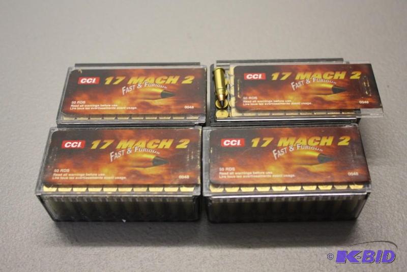 lot 324 image: CCI 17 Mach 2 ammo app. 200 ct....