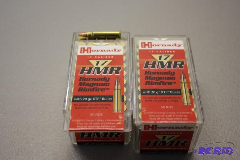lot 328 image: Hornady 17 HMR ammo app. 100 ct....
