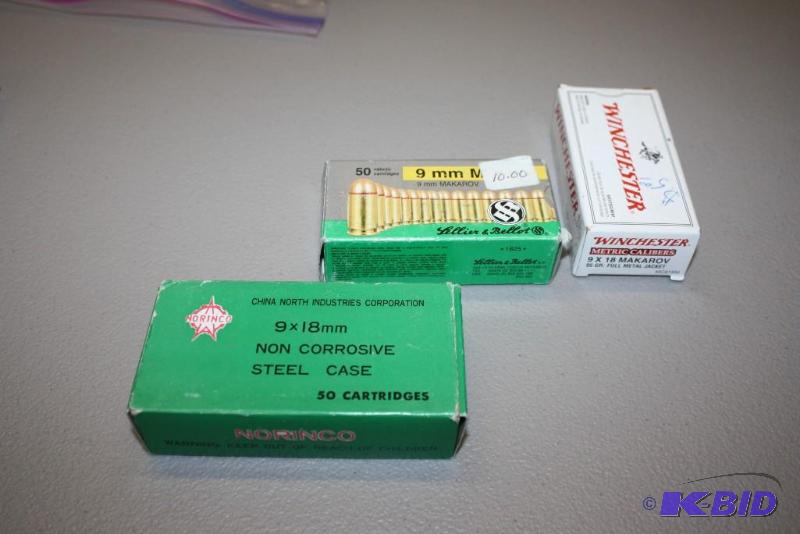 lot 338 image: Miscellaneous 9 MM Makarov ammo app. 100 ct....