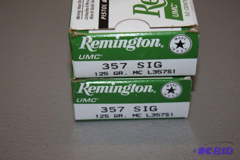 lot 408 image: Remington 357 SIG ammo app. 100 ct....