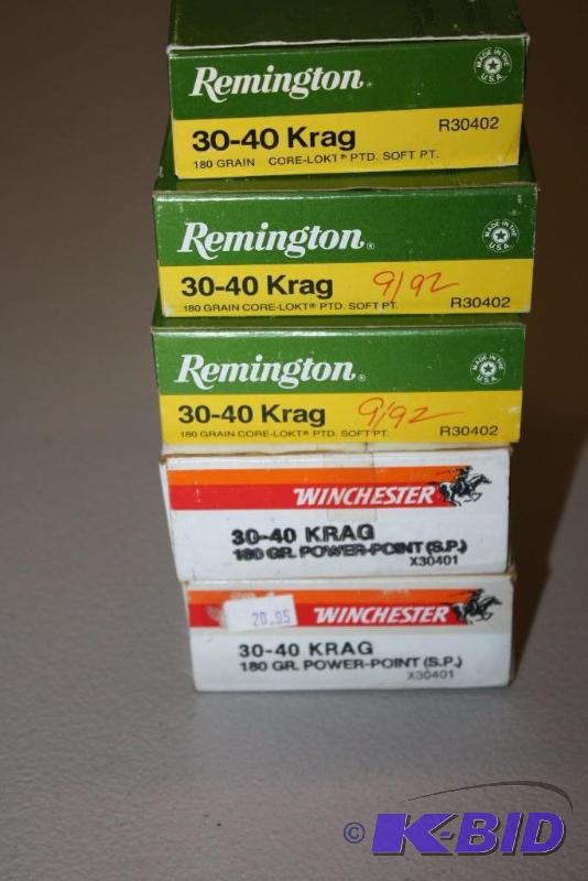 lot 445 image: Miscellaneous 30-40 Krag ammo app. 100 ct....
