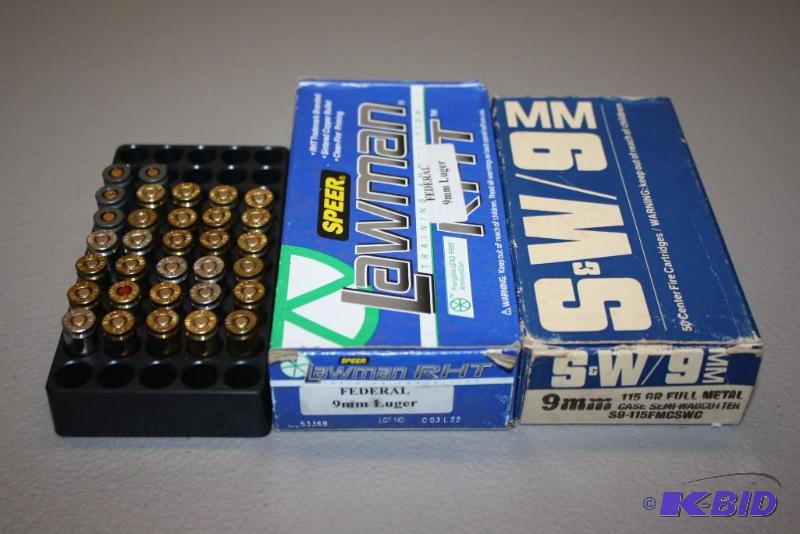 lot 453 image: Miscellaneous 9mm Luger ammo app. 120 ct....
