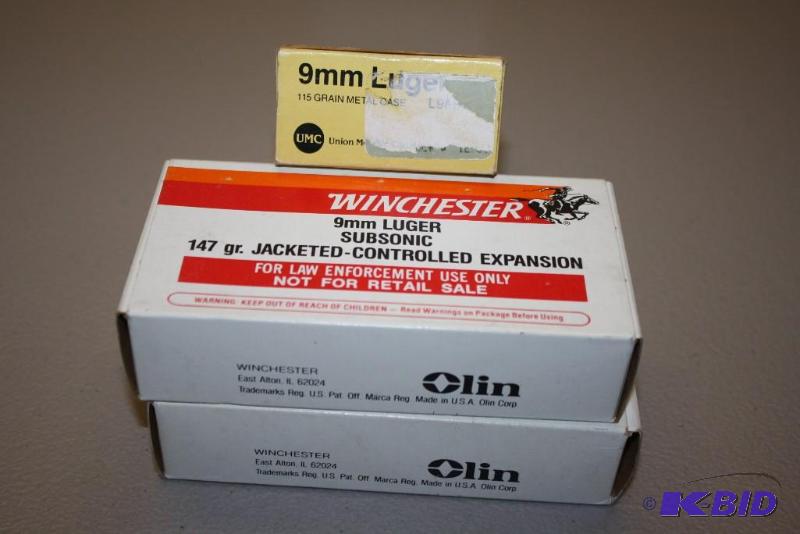 lot 456 image: Miscellaneous 9mm Luger ammo app. 130 ct....